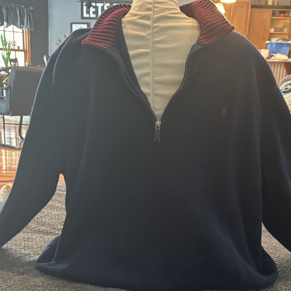 Polo Ralph Lauren Navy and Burgundy Zip-Up Sweater